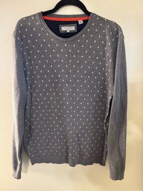 TED BAKER LONDON Men's Fine Knit Sweater Size 4 = Large Grey Crew Neck